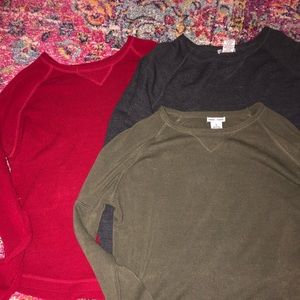 3 long sleeve shirts (red navy green)